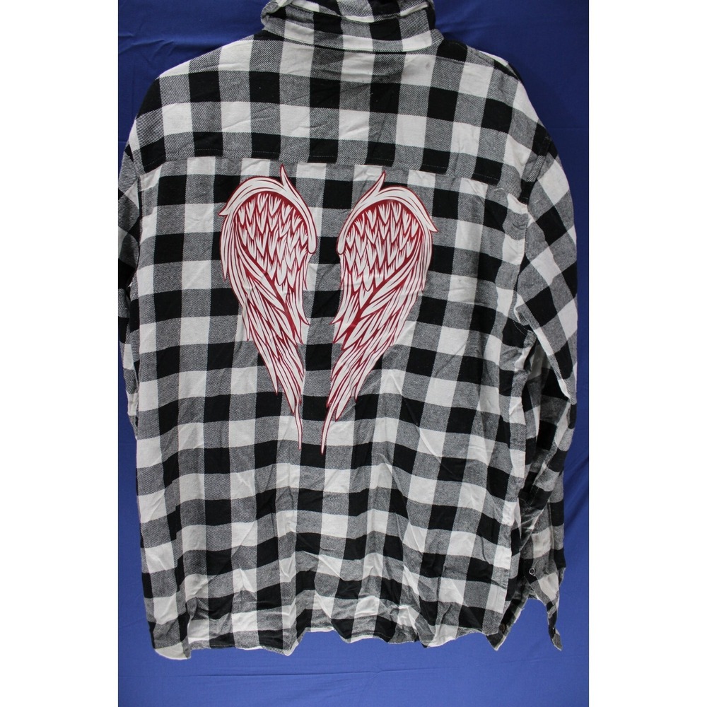 VSTR Button Up Shirt Long Sleeve Fallen Angel Size XL‎ Plaid Cotton Angel Wings